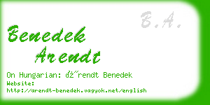 benedek arendt business card